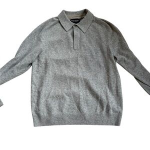 Banana Republic Gray Knit Polo Sweater Cashmere